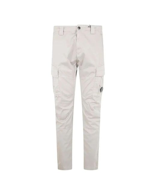 C P Company Gray C.P.Company Stretch Sateen Ergonomic Cargo Pants for men
