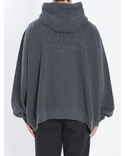 Maison Margiela Gray Hoodie With Numeric Logo for men