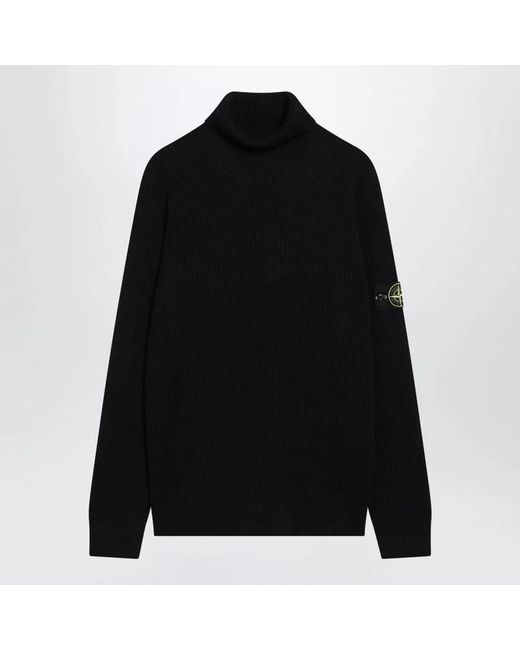 Stone Island Black Turtleneck Sweater With Regular Fit for men