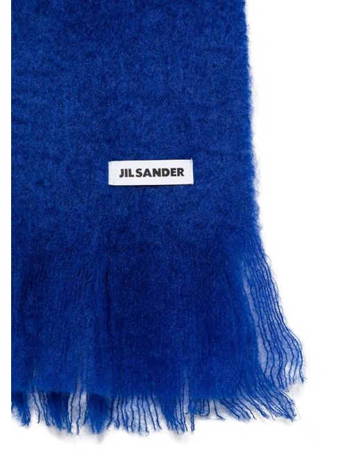 Jil Sander Blue Wool Scarf