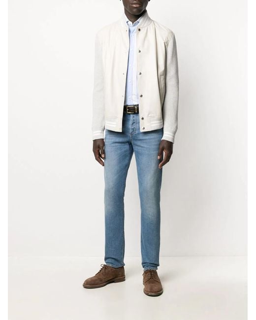 Brunello Cucinelli Blue Logo-Patch Jeans for men