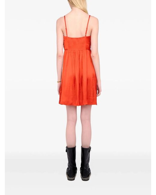 Zadig & Voltaire Red Zadig&Voltaire Short Satin Straps Dress
