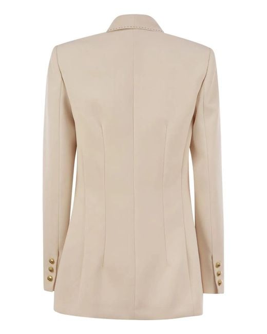 Elisabetta Franchi Natural Crepe Jacket With Contrasting Topstitching