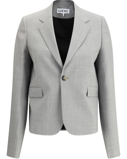 Loewe Gray Wool Single-Breasted Jacket