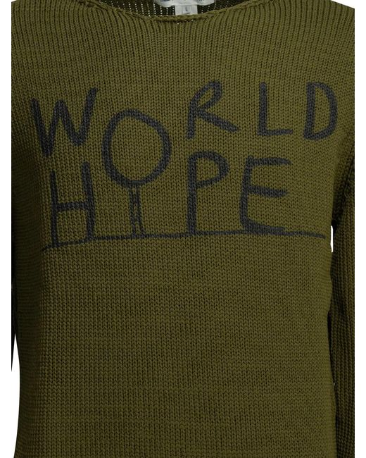 Comme des Garçons Green Shirt Crew-Neck Sweater With Logo for men