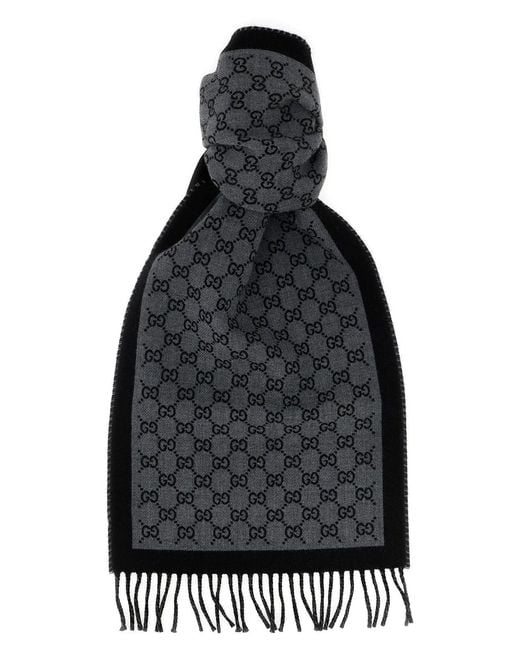 Gucci Black Gg Jacquard Scarf for men