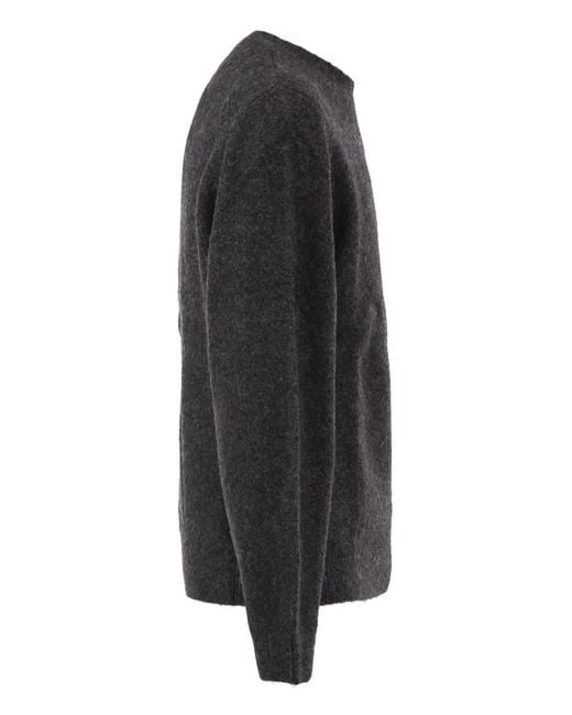 Carhartt Black Mélange Crew Neck Knit With Embroidered Logo