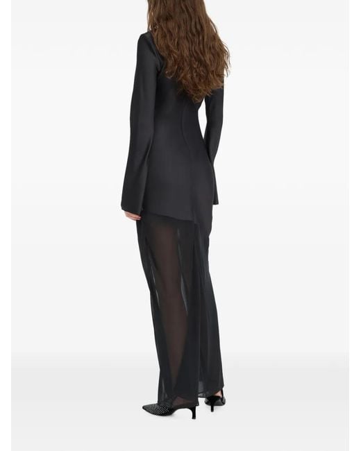 ROTATE BIRGER CHRISTENSEN Black Maxi Ls Slit Dress