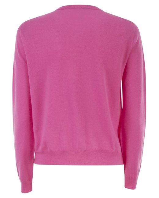 Vanisé Pink Cashmere Cardigan With Patch Pockets