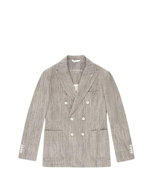 Circolo 1901 Gray Cotton Double-Breasted Jacket for men