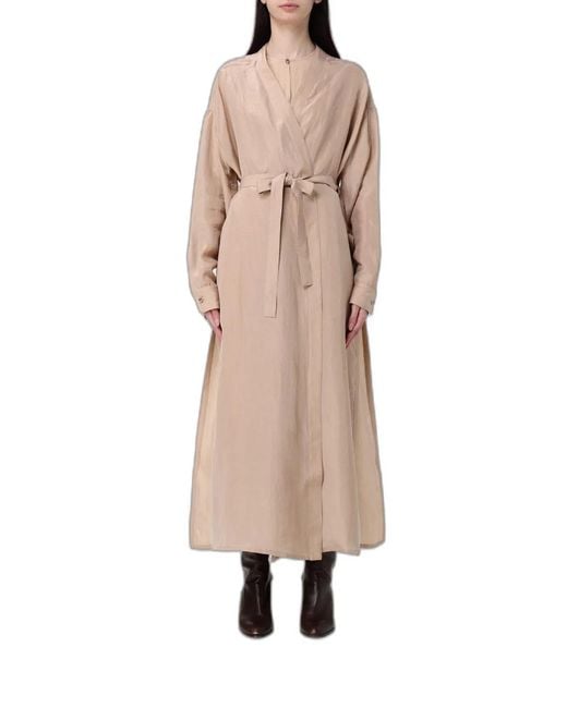 Fabiana Filippi Natural "Campagna" Belted Long Coat