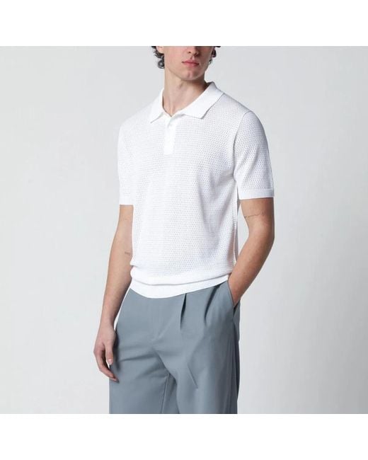 Roberto Collina White Openwork Cotton Polo for men