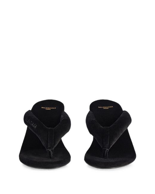 Balenciaga Black Gaeta Velvet Wedge Sandals