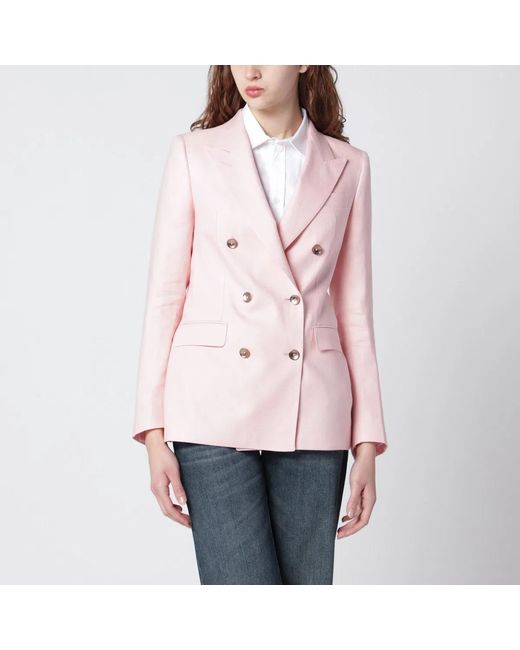 Tagliatore Pink Double-Breasted Linen Jacket