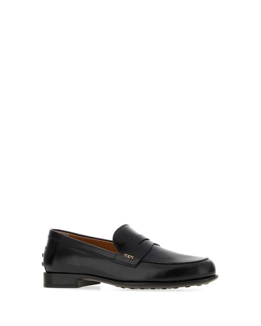 Tod's Black Leather Loafers