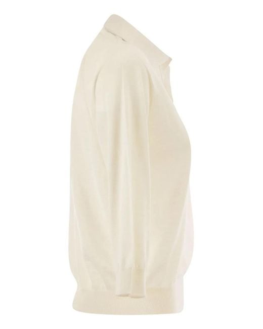 Vanisé White Cashmere And Silk Knitted Polo