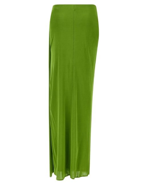 Elisabetta Franchi Green Shiny Viscose Skirt