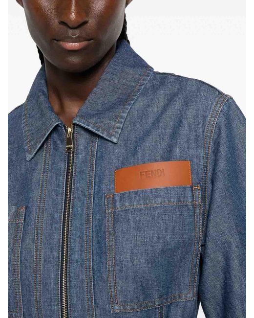 Fendi Blue Abito Chambray Denim