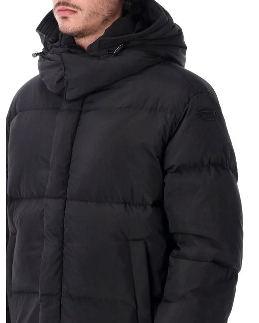 DIESEL Black Quilted Down Jacket for men