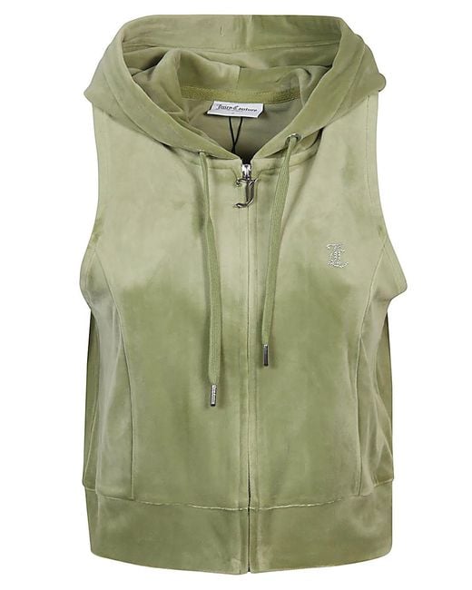 Juicy Couture Green Gilly Logo Velour Gilet