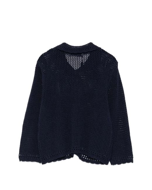 DUNST Blue Linen And Cotton Blend Cardigan