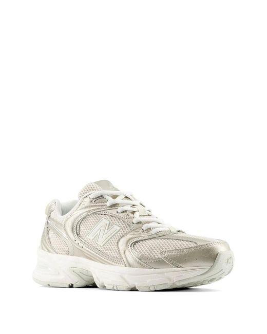 New Balance White Synthetic Mesh Sneakers