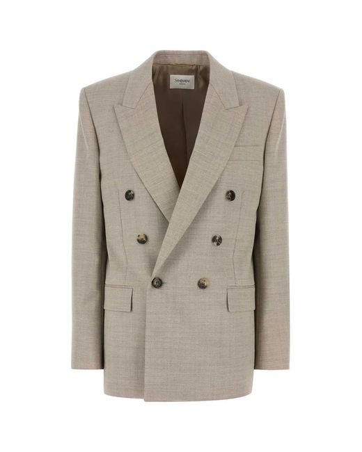 Saint Laurent Natural Cappuccino Wool Blazer
