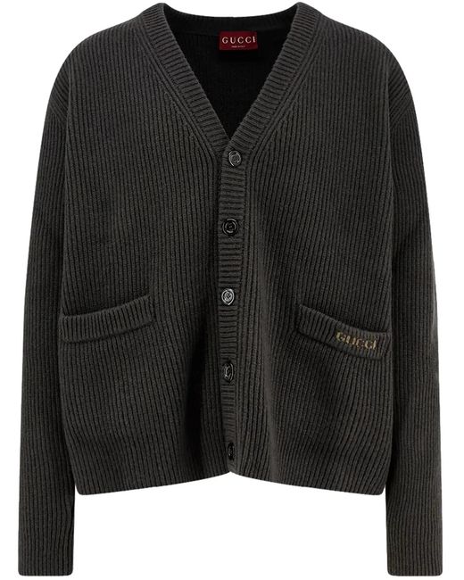 Gucci Black Charcoal Wool Blend Cardigan for men