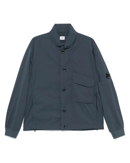 C P Company Blue C.P.Company Button Hooded Jacket for men