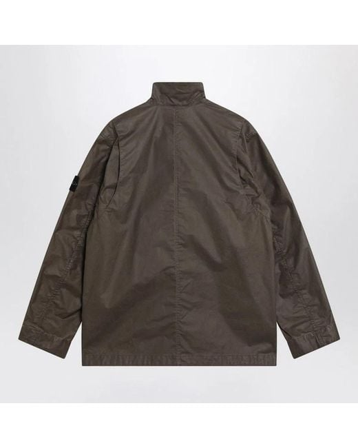 Stone Island Brown Waxed Cotton Canvas Field Jacket for men