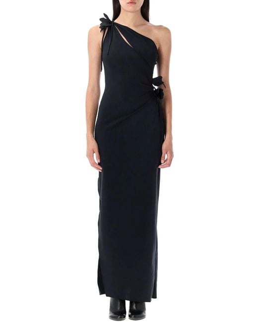 Coperni Black Asymmetric Flower Gown