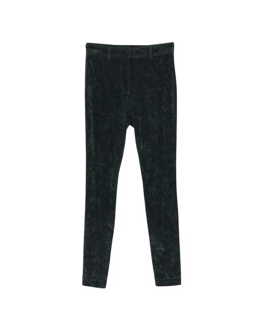 Alberta Ferretti Black Velvet-Effect Trousers