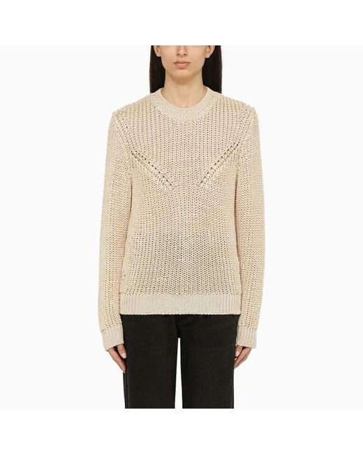 Isabel Marant Natural Recycled Polyester Ecru Crew-Neck Jumper