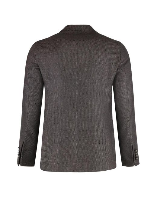 Tagliatore Black Single-Breasted Wool Jacket for men