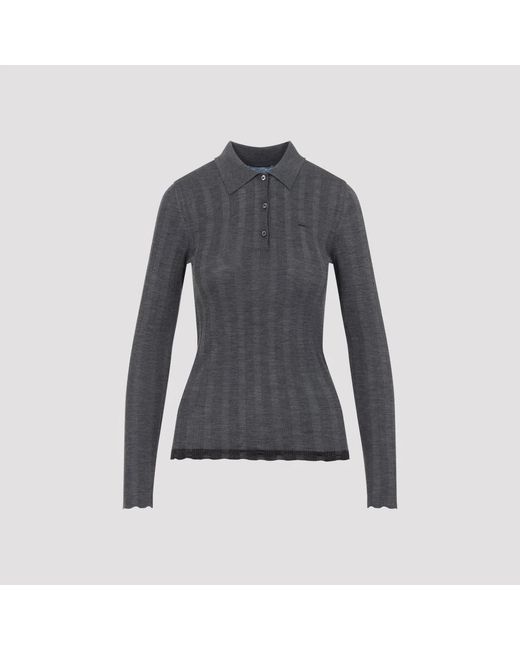 Prada Blue Ardesia Wool Polo