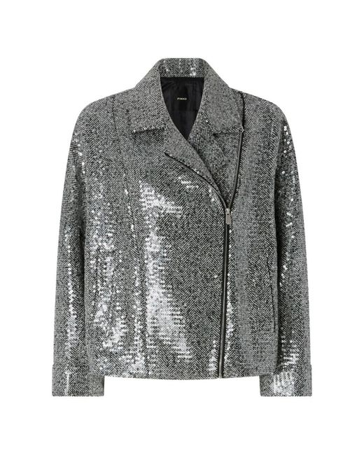 Pinko Gray Stretch Cotton Jacket