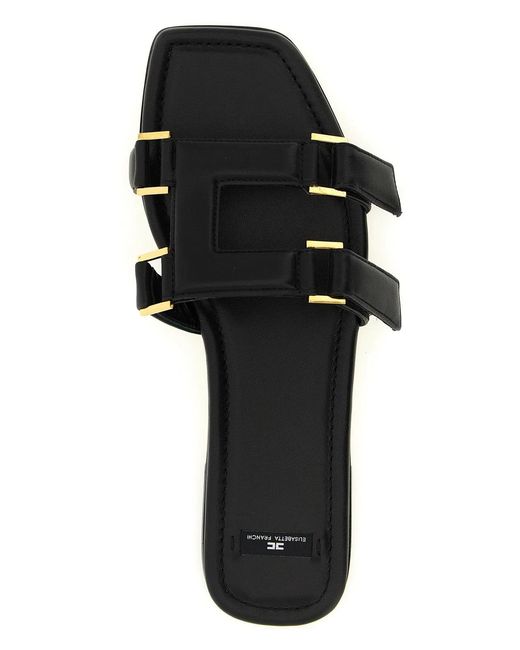 Elisabetta Franchi Black Nappa Leather Sandals