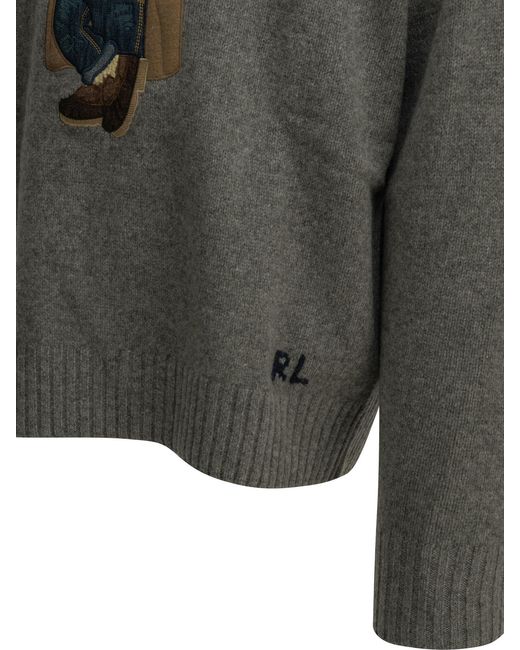 Polo Ralph Lauren Gray "Polo Bear" Crew-Neck Sweater for men