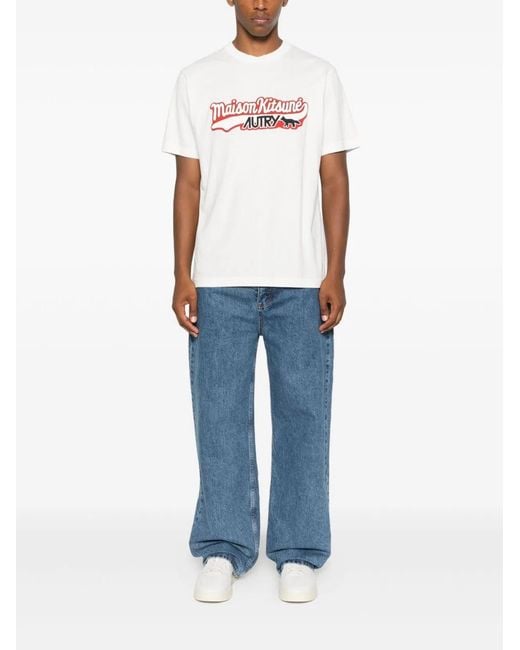 Autry X Maison Kitsune White Tshirt With Logo