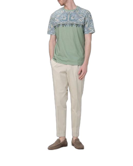 Etro Green Cotton T-Shirt Roma for men