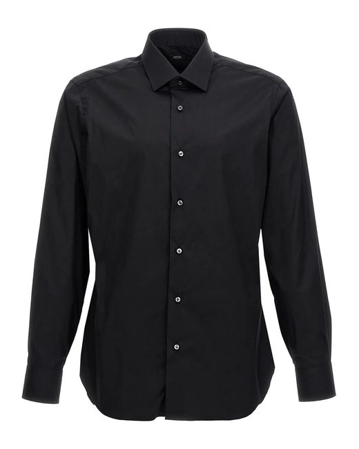 Barba Napoli Black Poplin Shirt for men