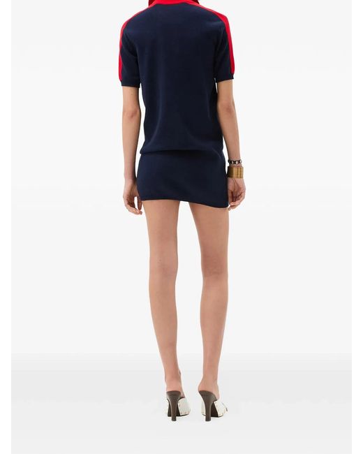 Versace Blue Cotton Knit Midi Dress With Zip