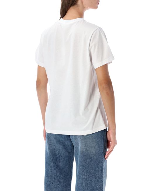 Ganni White Basic Tshirt Ss Teddy Mushrooms
