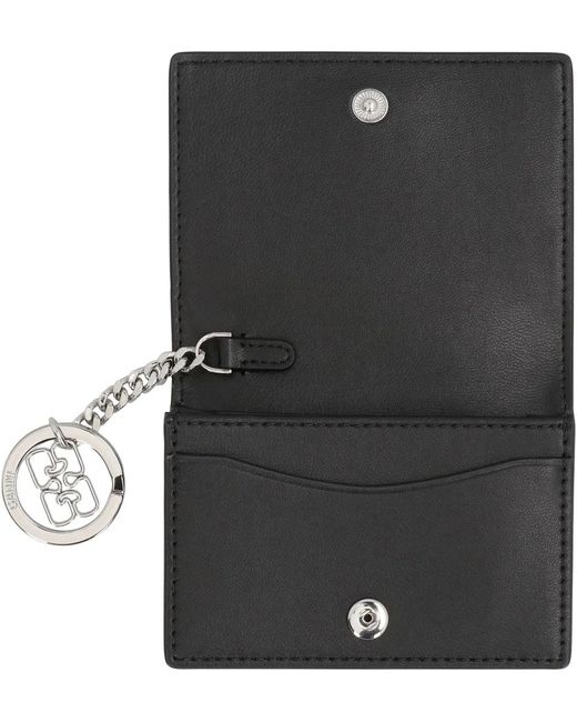 Ganni Black Bou Faux Leather Card Holder