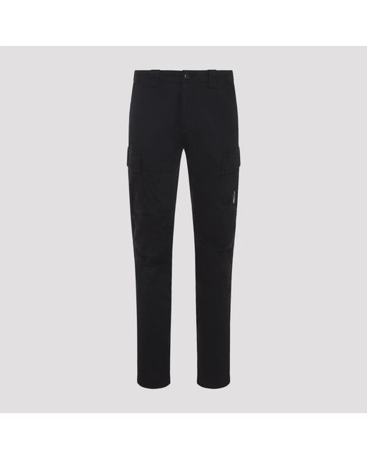 C P Company Black C.P.Company Stretch Sateen Ergonomic Cargo Pants for men