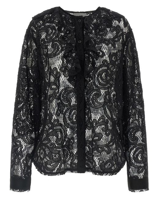 Nude Black Lace Shirt