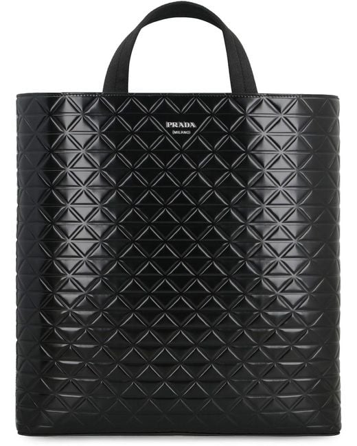 Prada Black Smooth Leather Tote Bag for men