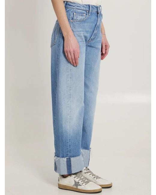Mother Blue The Half-Pipe Ankle Cuff Fray Jeans