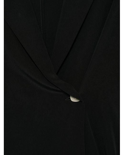 Alysi Black Silk Buttoned Asymmetric Blazer