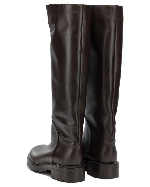Strategia Black Leather Rubber Boots Ankle